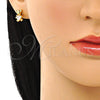 Arete Dormilona 02.310.0109 Oro Laminado, Diseño de Osito y Corazón, con Blanca Zirconia Cubica and Blanca Micro Pave, Pulido, Tono Dorado