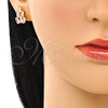 Arete Dormilona 02.283.0051 Oro Laminado, Diseño de Baguette, con Blanca Zirconia Cubica, Pulido, Tono Dorado