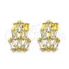 Arete Dormilona 02.283.0051 Oro Laminado, Diseño de Baguette, con Blanca Zirconia Cubica, Pulido, Tono Dorado