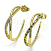 Argolla Mediana 02.210.0792.1.30 Oro Laminado, Diseño de Infinito, con Multicolor Micro Pave, Pulido, Tono Dorado