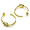 Argolla Mediana 02.210.0793.30 Oro Laminado, Diseño de Nudo, con Blanca Micro Pave, Pulido, Tono Dorado
