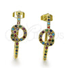 Argolla Mediana 02.210.0793.1.30 Oro Laminado, Diseño de Nudo, con Multicolor Micro Pave, Pulido, Tono Dorado