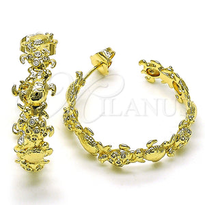 Argolla Mediana 02.210.0795.30 Oro Laminado, Diseño de Tortuga, con Blanca Micro Pave, Pulido, Tono Dorado