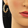 Argolla Mediana 02.210.0796.30 Oro Laminado, Diseño de Paperclip, con Blanca Micro Pave, Pulido, Tono Dorado