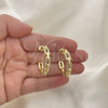 Argolla Mediana 02.210.0796.30 Oro Laminado, Diseño de Paperclip, con Blanca Micro Pave, Pulido, Tono Dorado