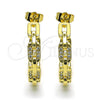 Argolla Mediana 02.210.0796.30 Oro Laminado, Diseño de Paperclip, con Blanca Micro Pave, Pulido, Tono Dorado