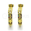 Argolla Mediana 02.210.0796.1.30 Oro Laminado, Diseño de Paperclip, con Multicolor Micro Pave, Pulido, Tono Dorado