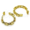 Argolla Mediana 02.210.0796.1.30 Oro Laminado, Diseño de Paperclip, con Multicolor Micro Pave, Pulido, Tono Dorado