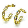 Argolla Mediana 02.210.0796.1.30 Oro Laminado, Diseño de Paperclip, con Multicolor Micro Pave, Pulido, Tono Dorado