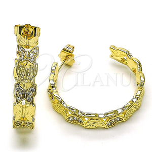 Argolla Mediana 02.210.0798.30 Oro Laminado, Diseño de Mariposa, con Blanca Micro Pave, Pulido, Tono Dorado