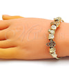 Pulsera Elegante 03.63.2258.07 Oro Laminado, Diseño de Pina y Flor, Pulido, Tono Dorado (03 MM Thickness, 7 Inches Length)