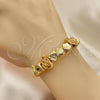 Pulsera Elegante 03.63.2258.07 Oro Laminado, Diseño de Pina y Flor, Pulido, Tono Dorado (03 MM Thickness, 7 Inches Length)