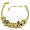 Pulsera Elegante 03.63.2258.07 Oro Laminado, Diseño de Pina y Flor, Pulido, Tono Dorado (03 MM Thickness, 7 Inches Length)