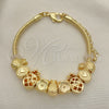 Pulsera Elegante 03.63.2258.07 Oro Laminado, Diseño de Pina y Flor, Pulido, Tono Dorado (03 MM Thickness, 7 Inches Length)