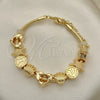 Pulsera Elegante 03.63.2261.07 Oro Laminado, Diseño de Delfín y Concha, Pulido, Tono Dorado (03 MM Thickness, 7 Inches Length)