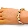 Pulsera Elegante 03.63.2262.07 Oro Laminado, Diseño de Elefante y Trébol de Cuatro Hojas, Pulido, Tono Dorado (03 MM Thickness, 7 Inches Length)