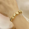Pulsera Elegante 03.63.2262.07 Oro Laminado, Diseño de Elefante y Trébol de Cuatro Hojas, Pulido, Tono Dorado (03 MM Thickness, 7 Inches Length)
