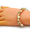 Pulsera Elegante 03.63.2264.07 Oro Laminado, Diseño de Elefante y Niñita Pequeña, Pulido, Tono Dorado (03 MM Thickness, 7 Inches Length)