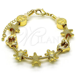 Pulsera Elegante 03.63.2265.07 Oro Laminado, Diseño de Estrella y Tortuga, Pulido, Tono Dorado (03 MM Thickness, 7 Inches Length)