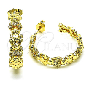 Argolla Mediana 02.210.0799.30 Oro Laminado, Diseño de Osito, con Blanca Micro Pave, Pulido, Tono Dorado