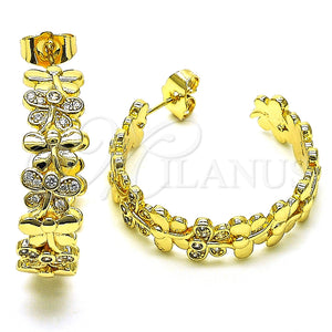 Argolla Mediana 02.210.0800.30 Oro Laminado, Diseño de Libélula, con Blanca Micro Pave, Pulido, Tono Dorado