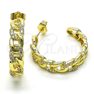Argolla Mediana 02.210.0801.30 Oro Laminado, Diseño de Cubana Pave, Pulido, Tono Dorado