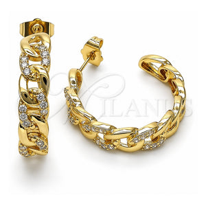 Argolla Mediana 02.210.0801.30 Oro Laminado, Diseño de Cubana Pave, Pulido, Tono Dorado