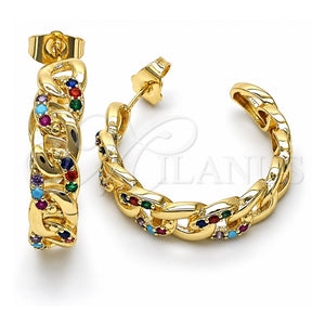 Argolla Mediana 02.210.0801.1.30 Oro Laminado, Diseño de Cubana Pave, Pulido, Tono Dorado