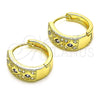 Argolla Huggie 02.210.0056.14.15 Oro Laminado, con Amatista Zirconia Cubica and Blanca Micro Pave, Pulido, Tono Dorado