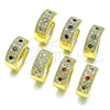 Argolla Huggie 02.210.0056.14.15 Oro Laminado, con Amatista Zirconia Cubica and Blanca Micro Pave, Pulido, Tono Dorado