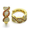 Argolla Huggie 02.210.0802.2.15 Oro Laminado, con Granate and Blanca Micro Pave, Pulido, Tono Dorado