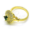 Anillo Multi Piedra 01.210.0155 Oro Laminado, Diseño de Mariposa, con Verde Zirconia Cubica and Blanca Micro Pave, Pulido, Tono Dorado (One size fits all)