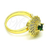 Anillo Multi Piedra 01.210.0155 Oro Laminado, Diseño de Mariposa, con Verde Zirconia Cubica and Blanca Micro Pave, Pulido, Tono Dorado (One size fits all)