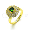 Anillo Multi Piedra 01.210.0155 Oro Laminado, Diseño de Mariposa, con Verde Zirconia Cubica and Blanca Micro Pave, Pulido, Tono Dorado (One size fits all)