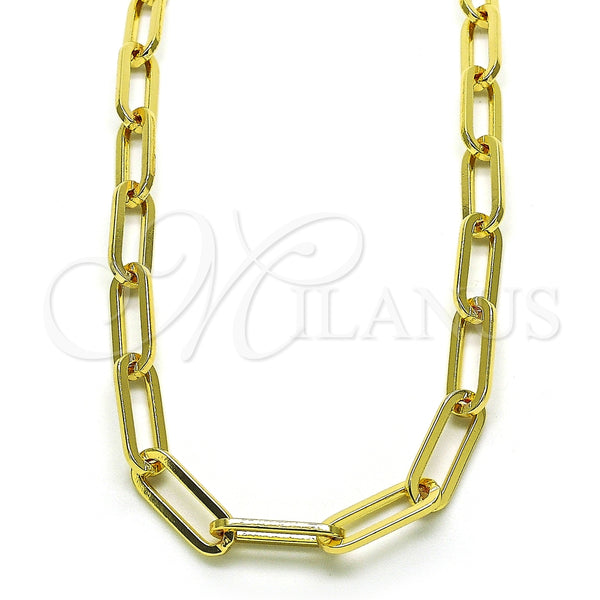 Gargantilla Basica 04.378.0001.16 Oro Laminado, Diseño de Paperclip, Pulido, Tono Dorado (Thickness, 16 Inches Length)