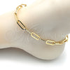 Tobillera Básica 04.378.0001.10 Oro Laminado, Diseño de Paperclip, Pulido, Tono Dorado (06 MM Thickness, 10 Inches Length)