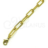 Tobillera Básica 04.378.0001.10 Oro Laminado, Diseño de Paperclip, Pulido, Tono Dorado (06 MM Thickness, 10 Inches Length)