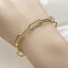Pulsera Básica 04.378.0002.08 Oro Laminado, Diseño de Paperclip, Pulido, Tono Dorado (Grosor 07 MM, 8 Pulgadas de Largo)