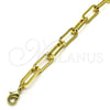 Pulsera Básica 04.378.0002.08 Oro Laminado, Diseño de Paperclip, Pulido, Tono Dorado (Grosor 07 MM, 8 Pulgadas de Largo)