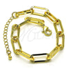 Pulsera Básica 04.378.0002.08 Oro Laminado, Diseño de Paperclip, Pulido, Tono Dorado (Grosor 07 MM, 8 Pulgadas de Largo)