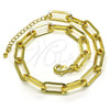 Tobillera Básica 04.378.0002.10 Oro Laminado, Diseño de Paperclip, Pulido, Tono Dorado (Grosor 07 MM, 10 Pulgadas de Largo)