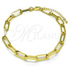 Tobillera Básica 04.378.0002.10 Oro Laminado, Diseño de Paperclip, Pulido, Tono Dorado (Grosor 07 MM, 10 Pulgadas de Largo)