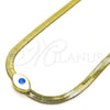Gargantilla Elegante 04.341.0098.18 Oro Laminado, Diseño de Ojo Griego, Esmaltado Blanco, Tono Dorado (05 MM Thickness, 18 Inches Length)