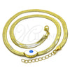 Gargantilla Elegante 04.341.0098.18 Oro Laminado, Diseño de Ojo Griego, Esmaltado Blanco, Tono Dorado (05 MM Thickness, 18 Inches Length)