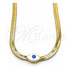 Gargantilla Elegante 04.341.0098.18 Oro Laminado, Diseño de Ojo Griego, Esmaltado Blanco, Tono Dorado (05 MM Thickness, 18 Inches Length)