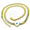 Gargantilla Elegante 04.341.0099.18 Oro Laminado, Diseño de Corazón y Ojo Griego, Esmaltado Blanco, Tono Dorado (05 MM Thickness, 18 Inches Length)