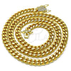 Gargantilla Basica 04.156.0466.24 Oro Laminado, Diseño de Miami Cubana, con Micro Pave Blanca, Pulido, Tono Dorado (Calibre 200, Grosor 07 MM, 24 Pulgadas de Largo)