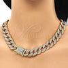 Collar, Pulsera y Dije 06.372.0046 Oro Laminado, con Blanca Cristal, Pulido, Tono Dorado