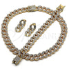 Collar, Pulsera y Dije 06.372.0046 Oro Laminado, con Blanca Cristal, Pulido, Tono Dorado