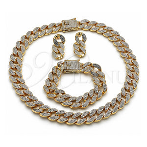 Collar, Pulsera y Dije 06.372.0046 Oro Laminado, con Cristal Blanca, Pulido, Tono Dorado